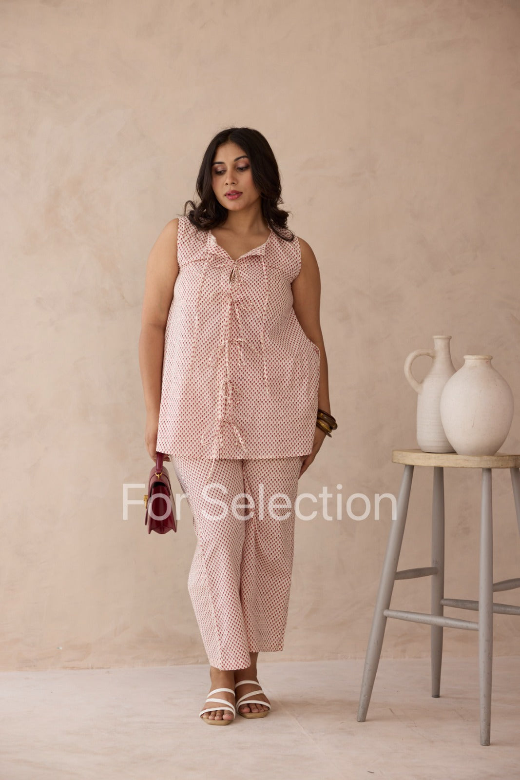 Tie-Front Style Cotton Co-ord Set with Ditsy Print