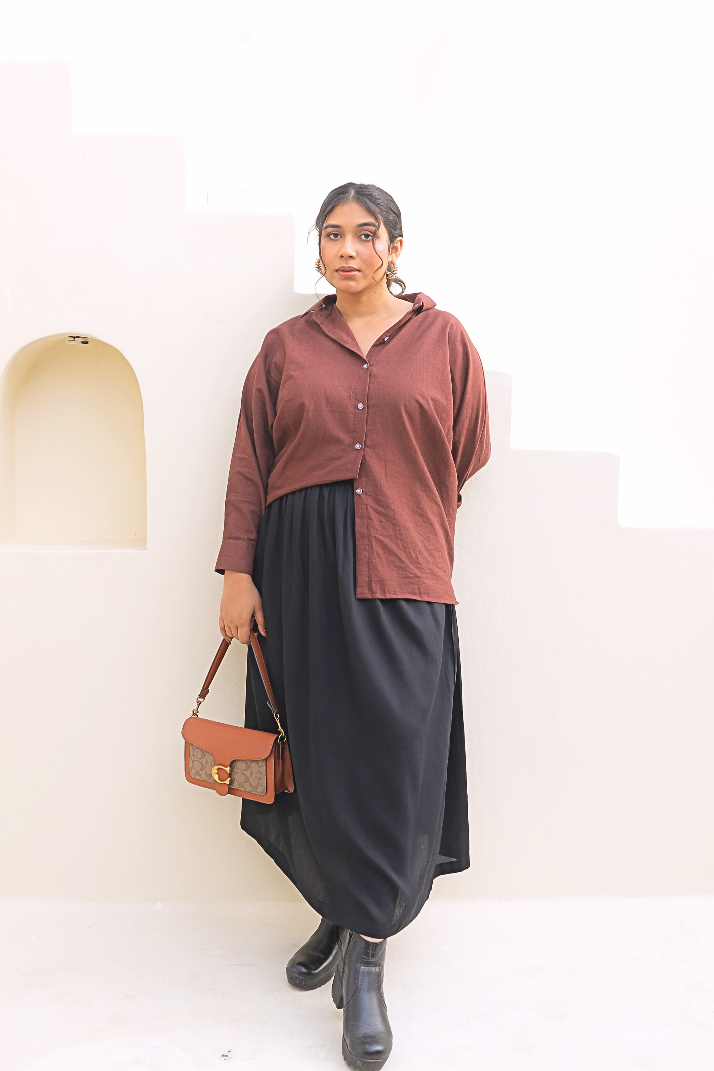 Fluid Black Rayon Maxi Skirt