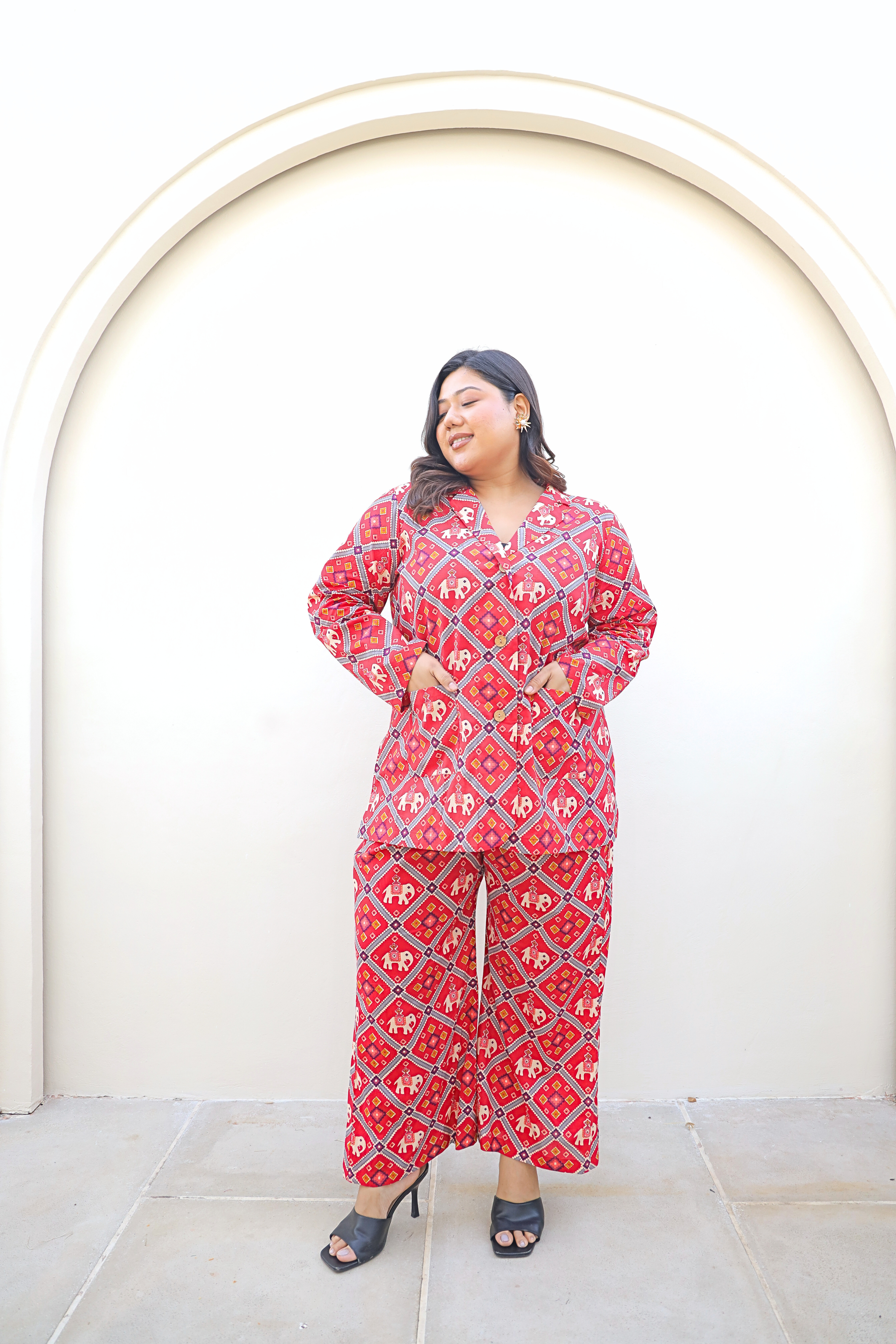 Red Printed Cotton Co-ord Set