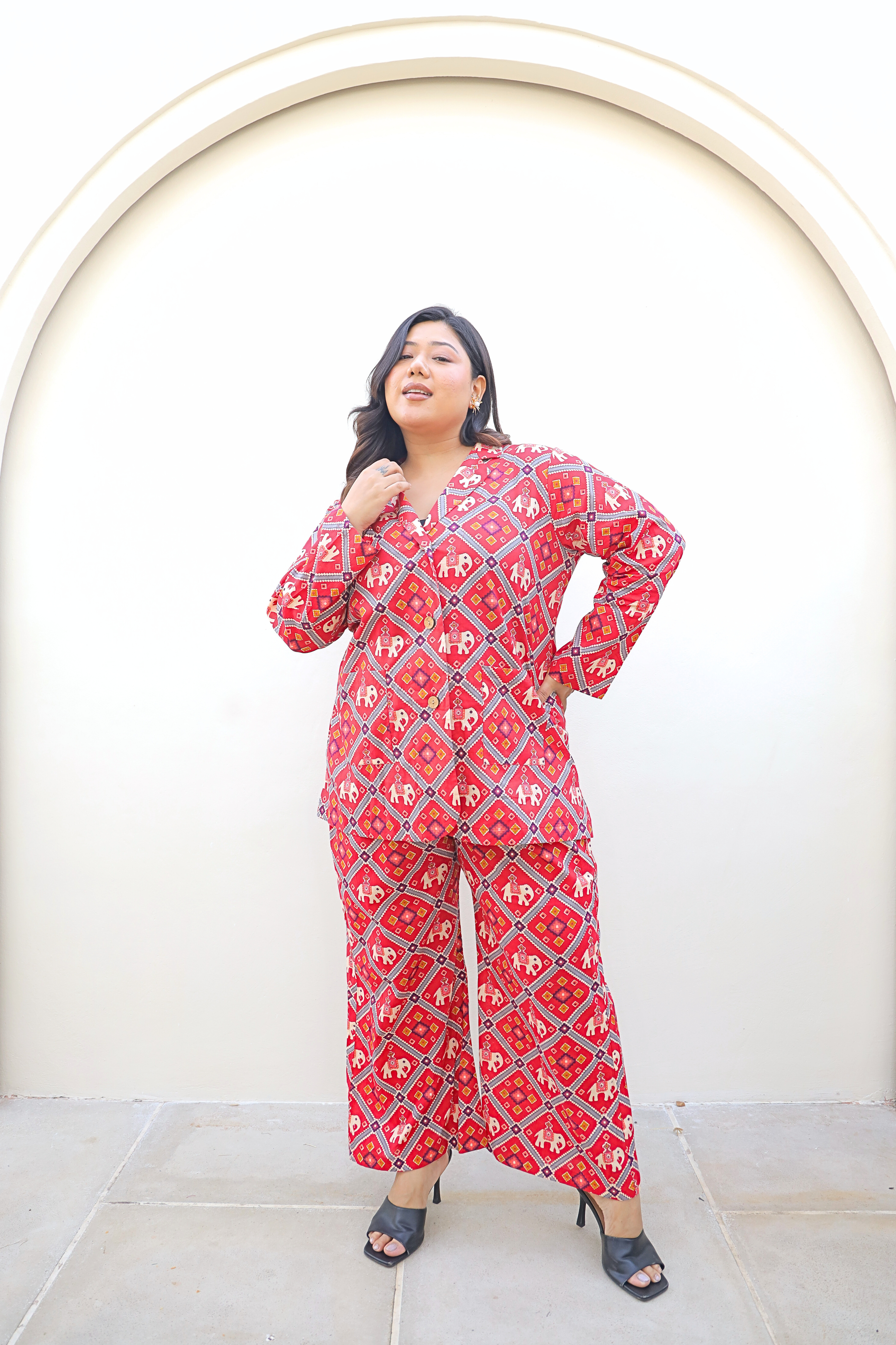 Red Printed Cotton Co-ord Set