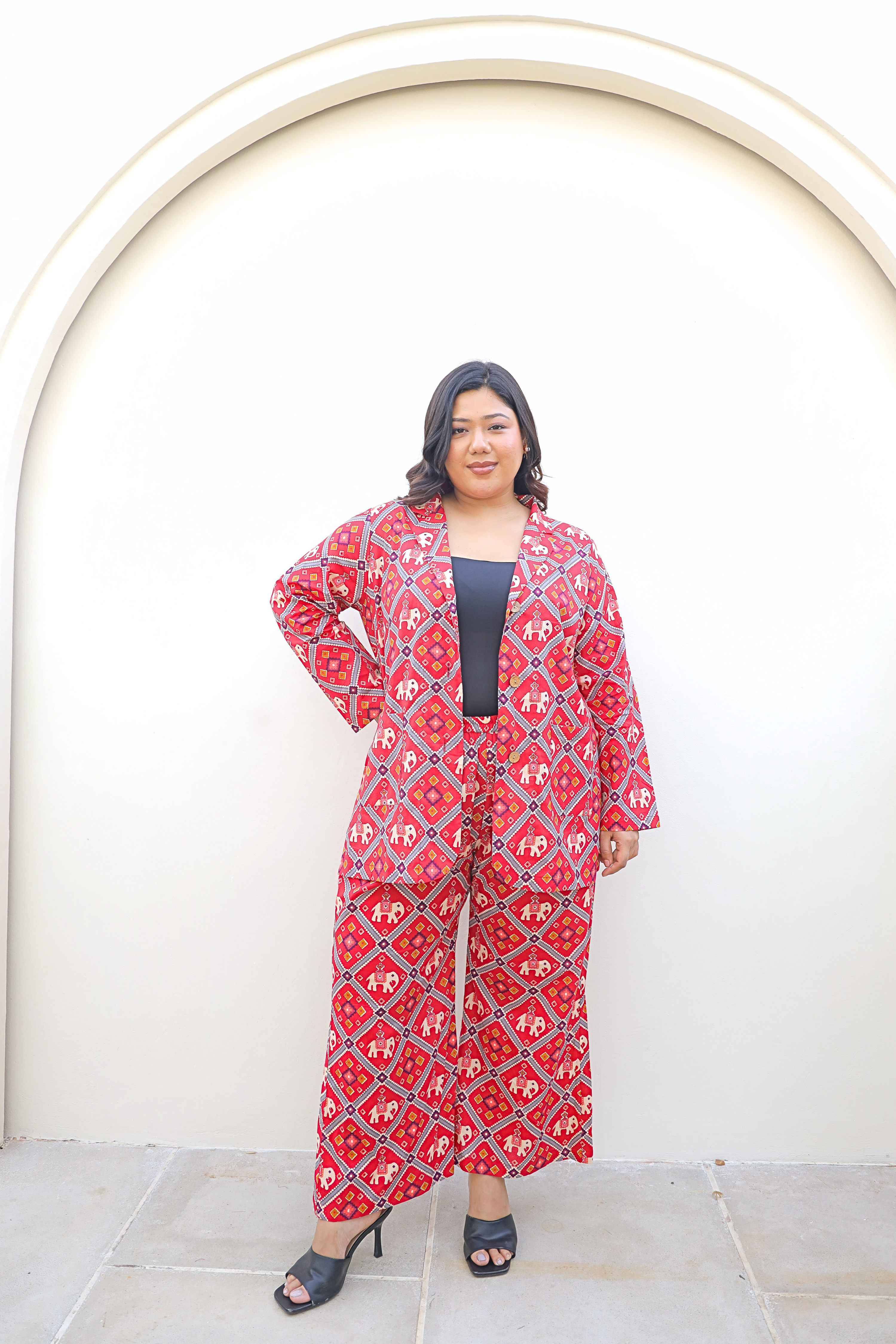 Red Printed Cotton Co-ord Set