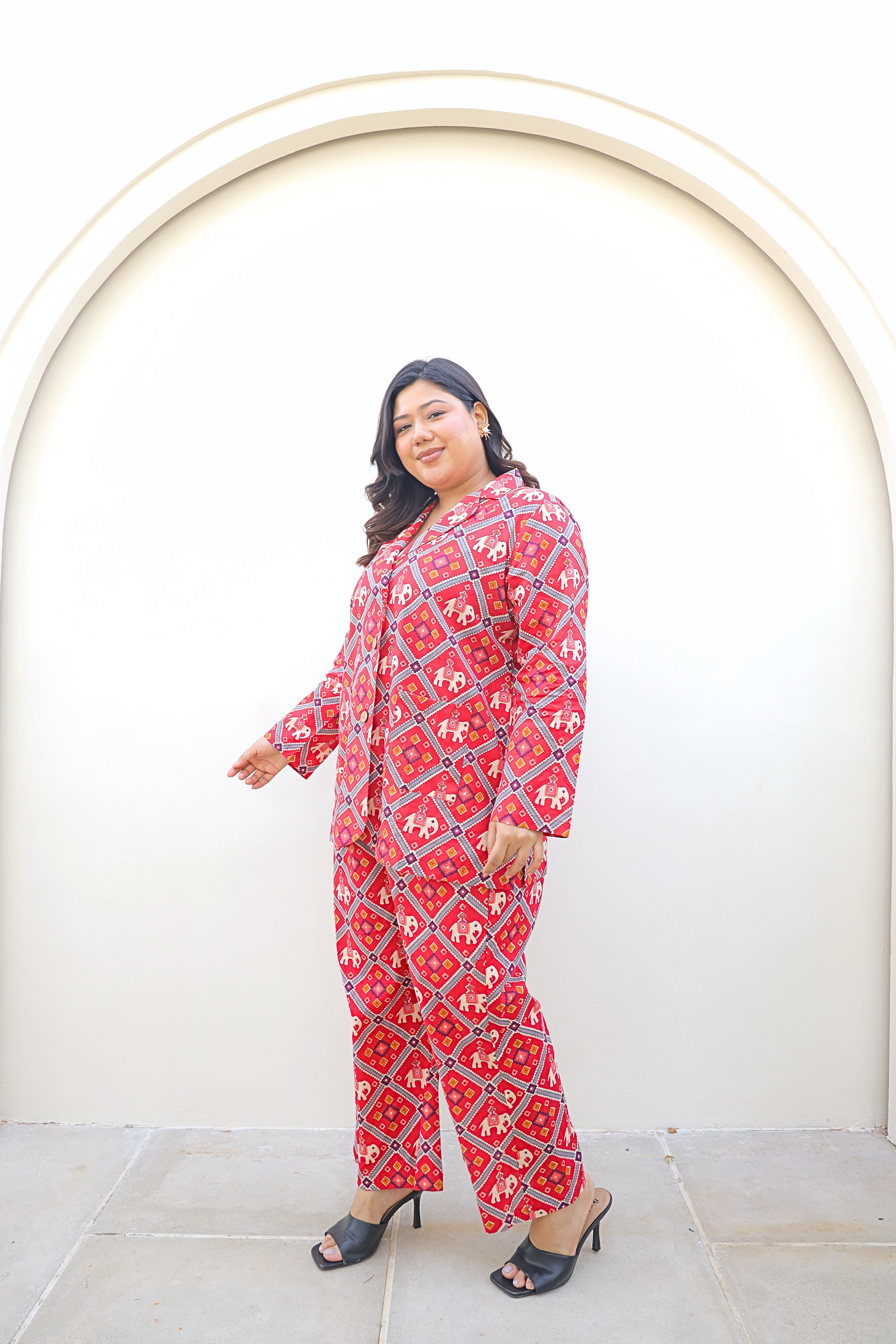 Red Printed Cotton Co-ord Set