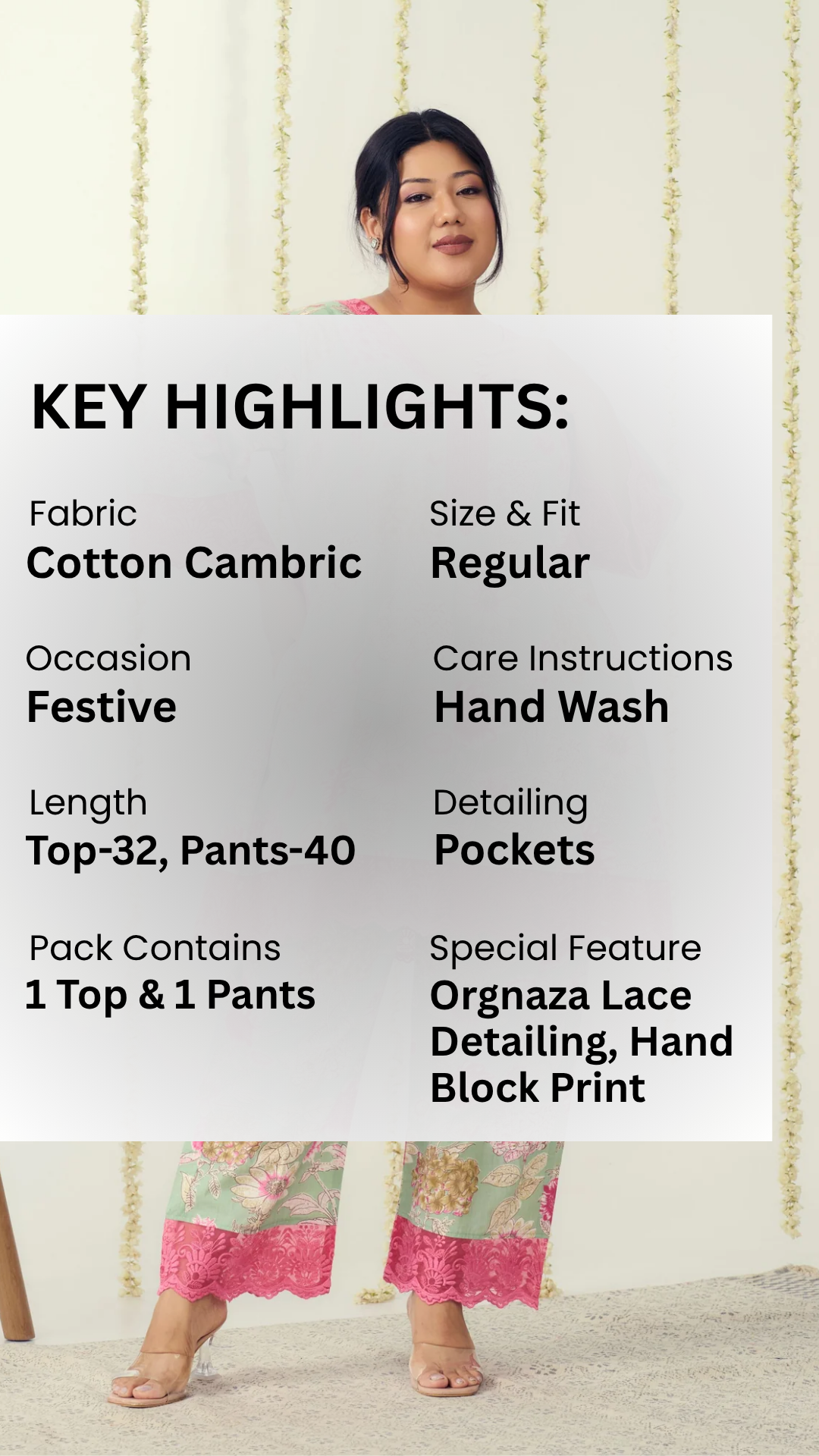 Mint And Pink Organza Lace Co-ord Set