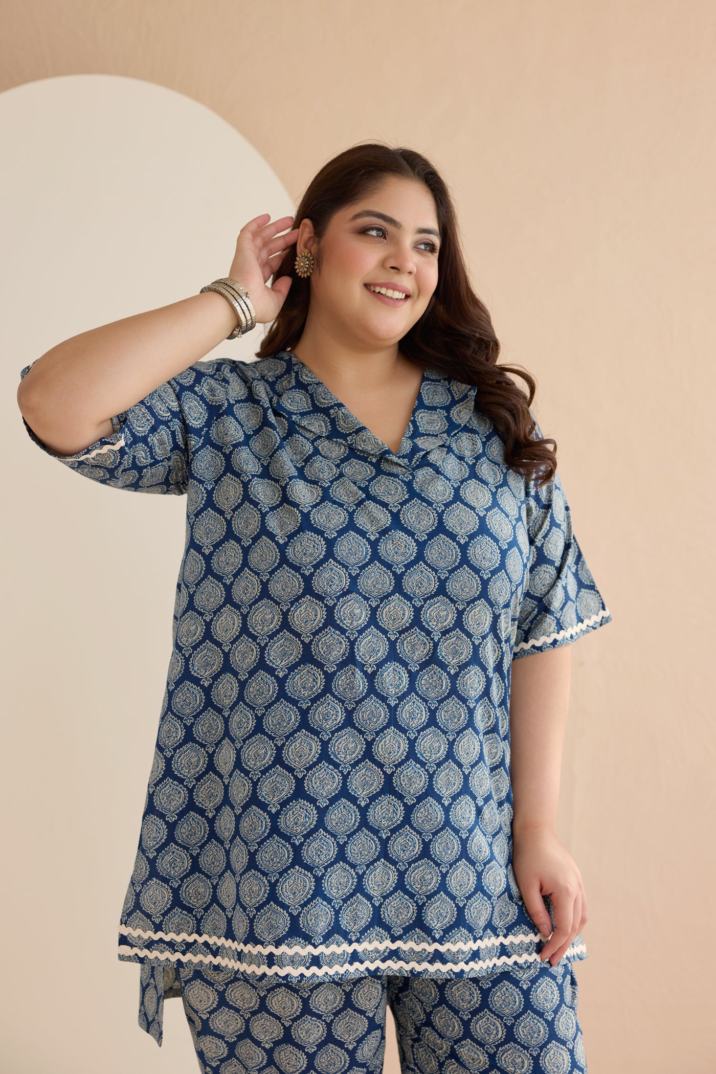 Indigo Blue Ethnic Boota Cotton Co-ord Set