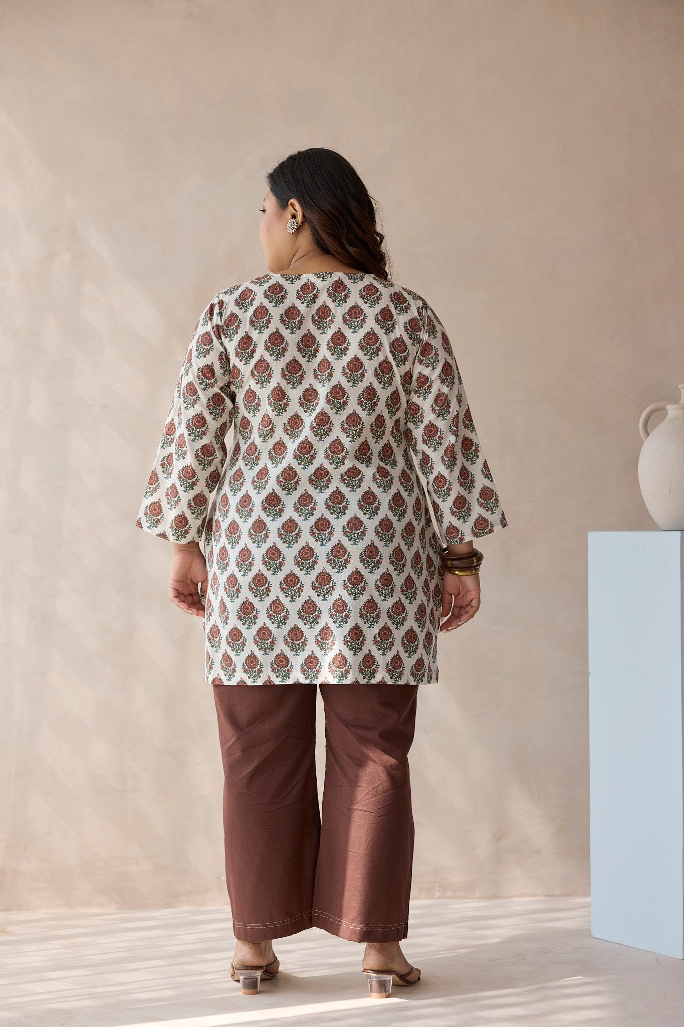 Off-White Sanganeri Printed Short Kurta