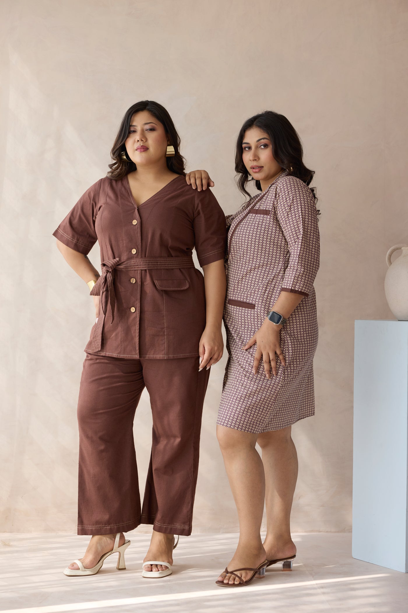 Collared Jacket Cotton Dress