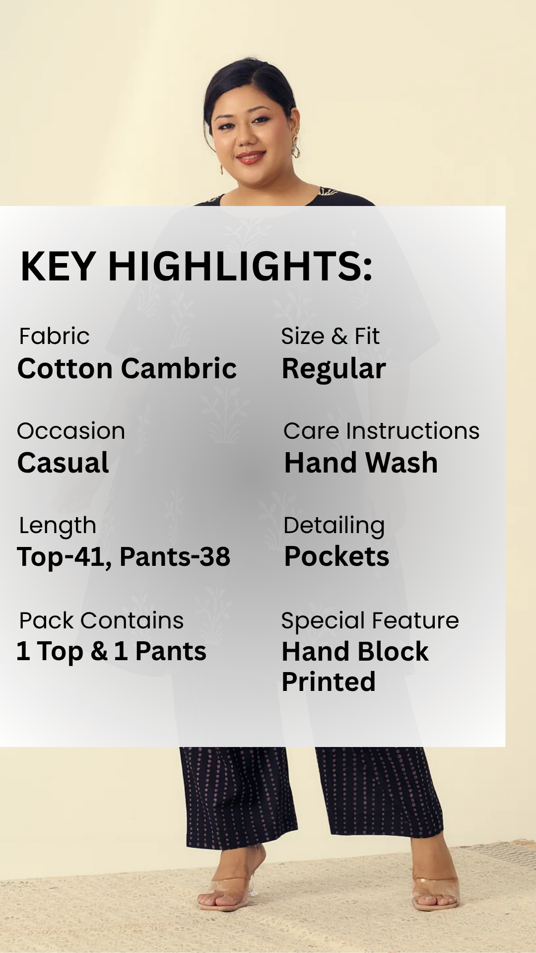 Black Bagru Print Boota & Stripes Co-ord set