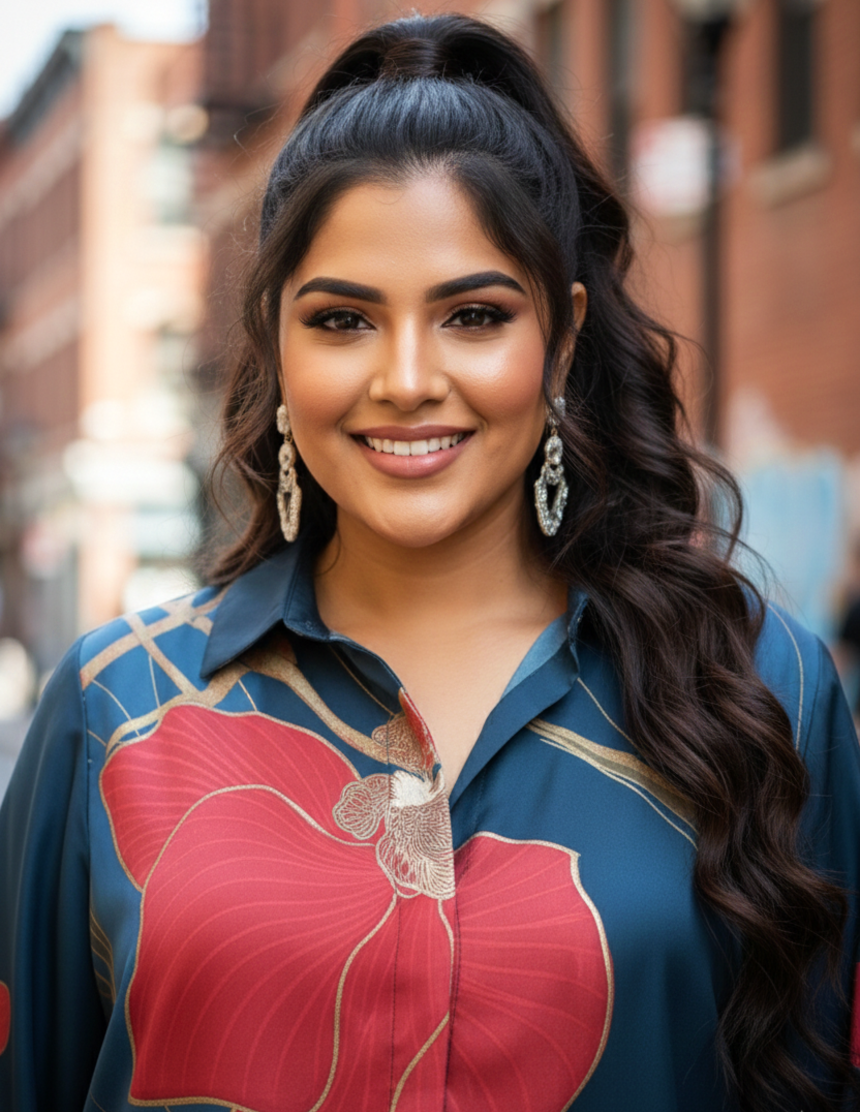 Flowy Satin Teal Co-ord Set with Digital Floral Print