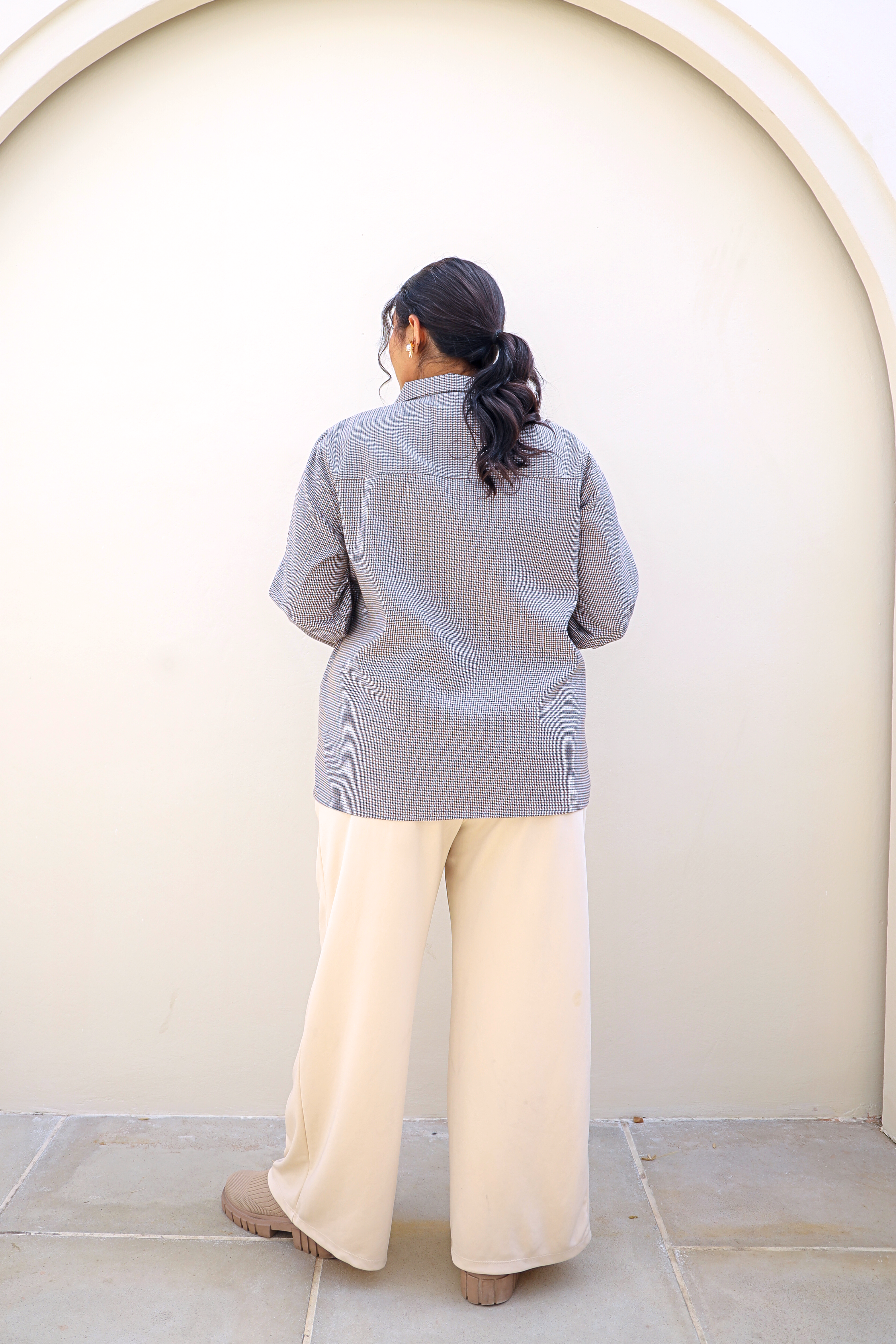 Classic Neutral Self Woven Tailored Suiting Jakcet