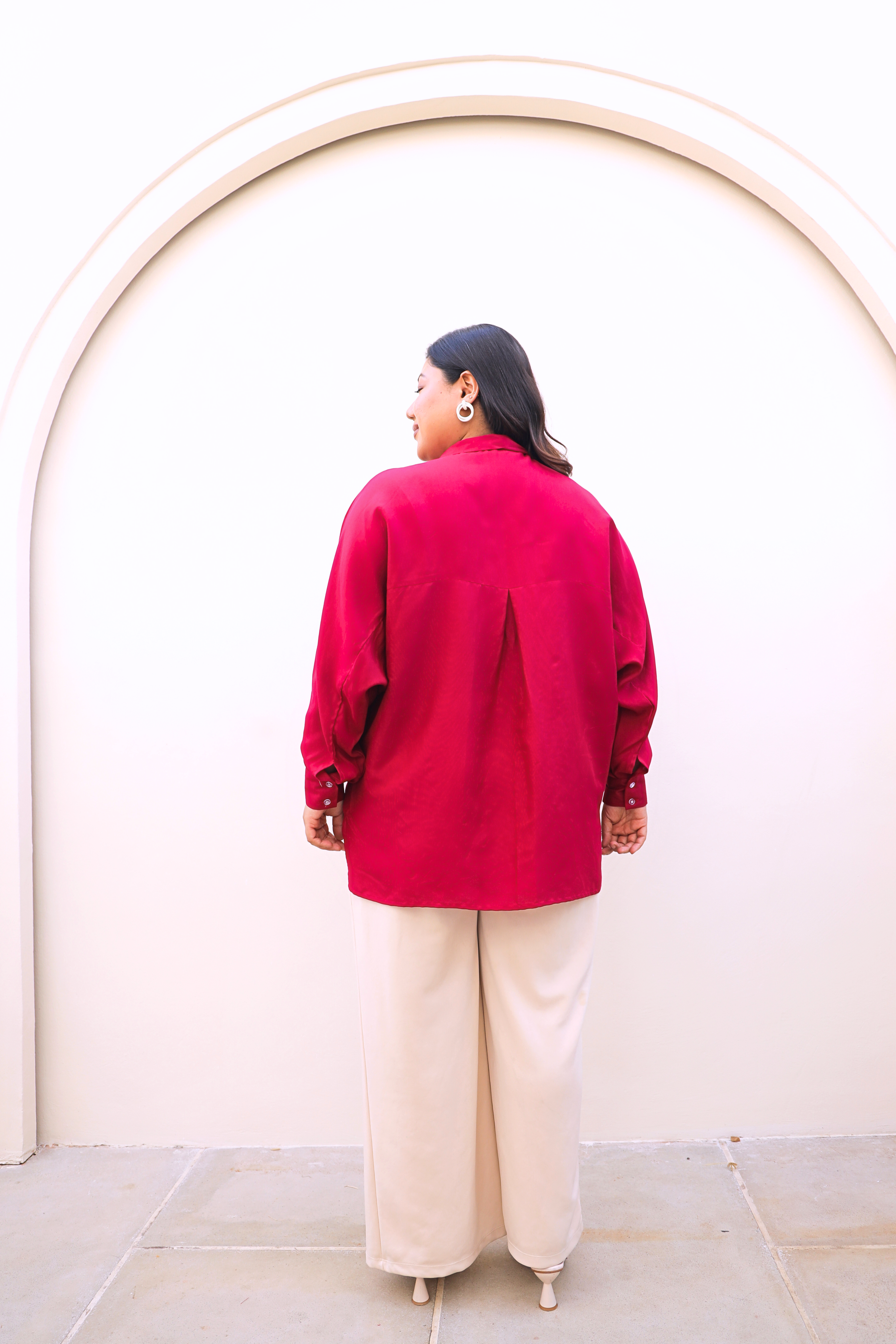 Berry Pink Rayon Button-Down Shirt