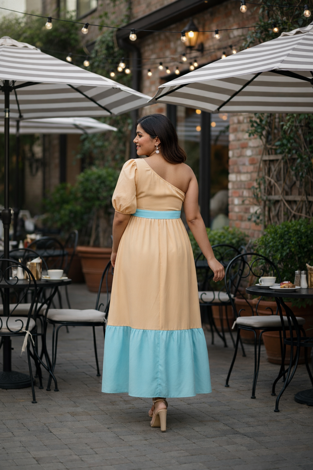 Dreamy Aqua Peach Colorblock Maxi Dress