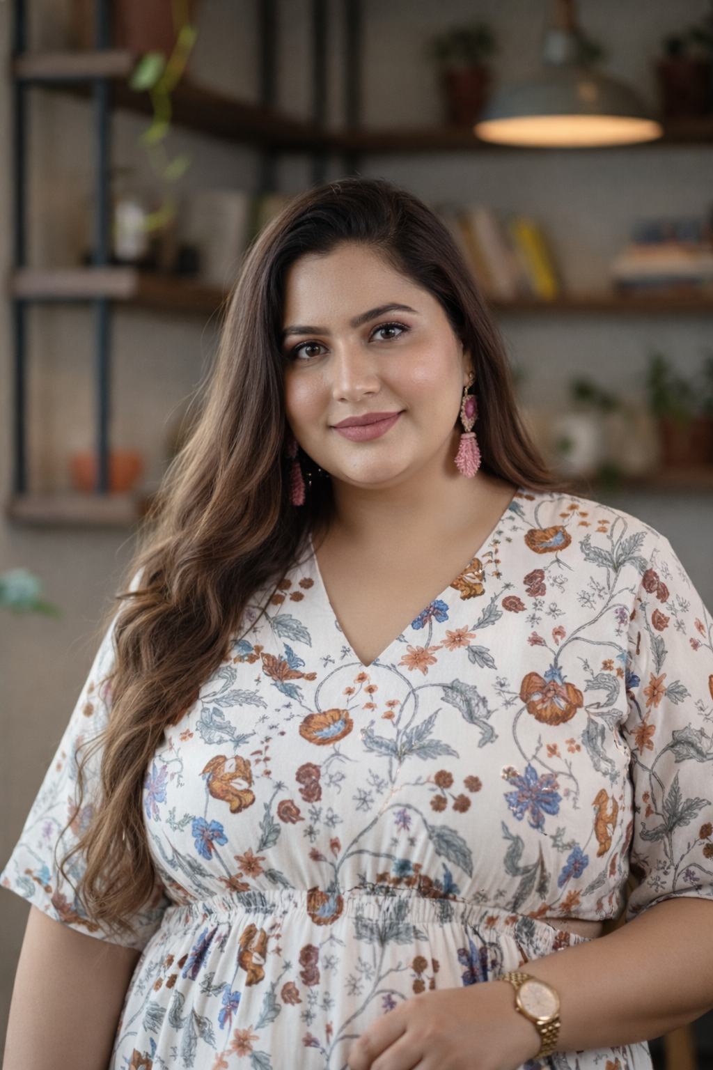 Cotton Floral Print Cut-Out Dress