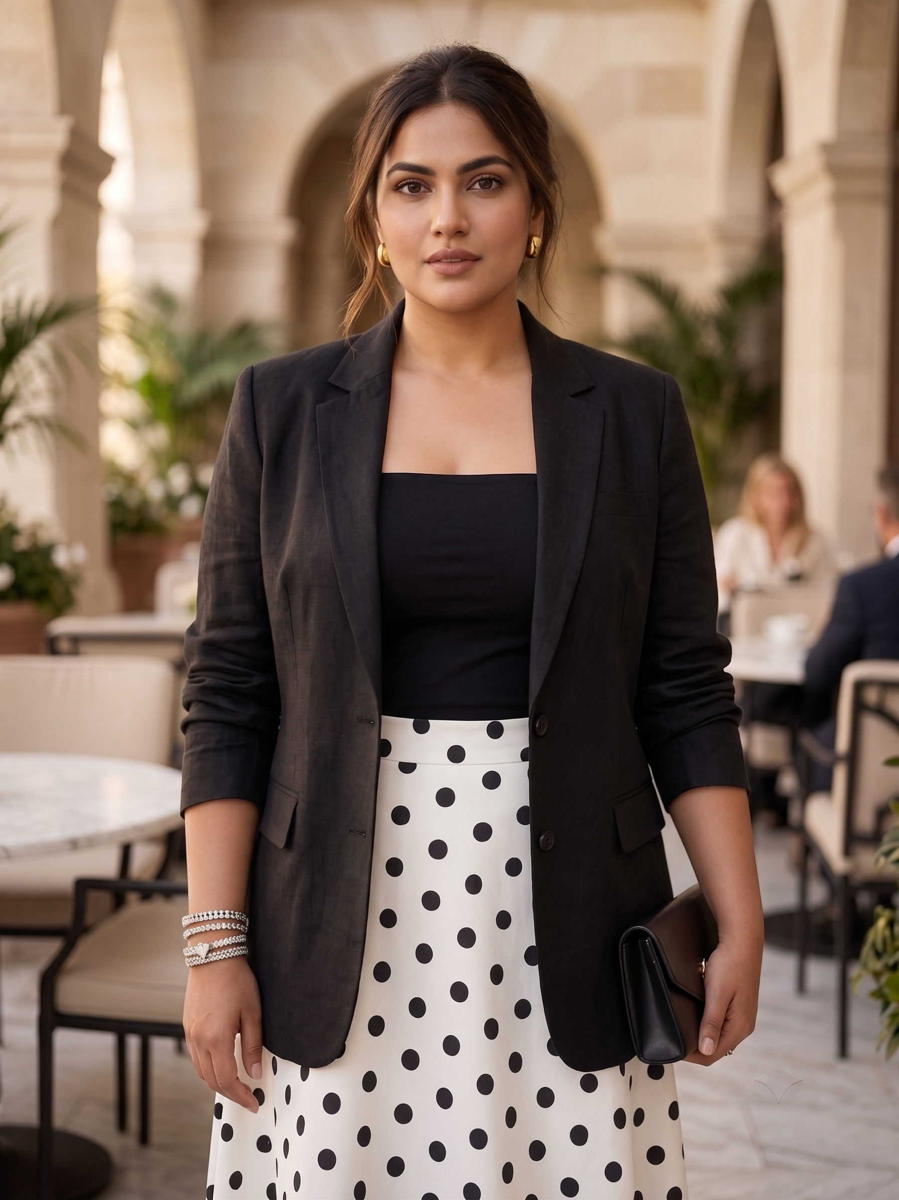 Plus Size Black Cotton Jacket – Classic Tailored Blazer for Women