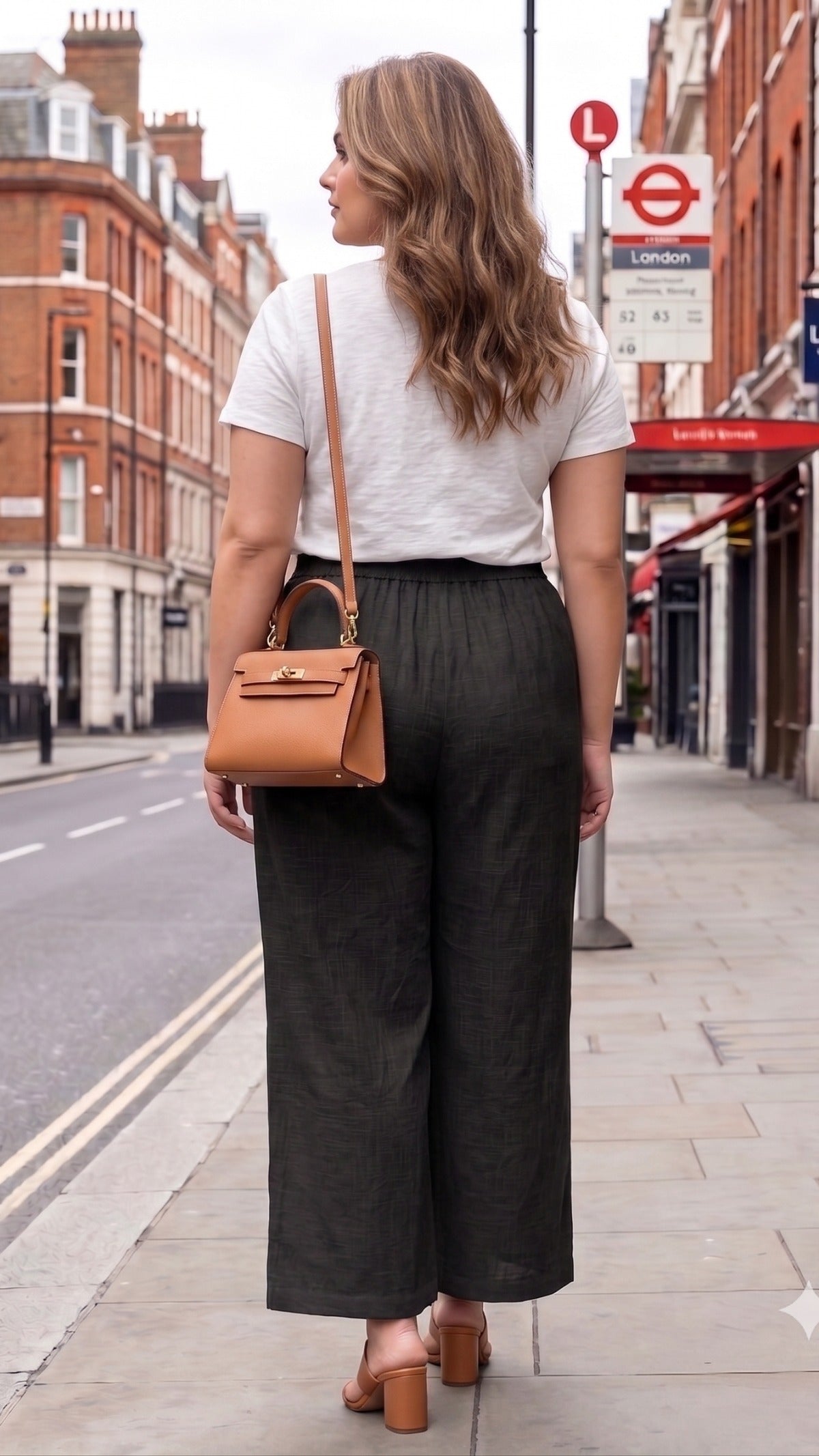 Plus Size Black Cotton Slub Trouser for Women | Straight Fit Elastic Waist Palazzo Pants
