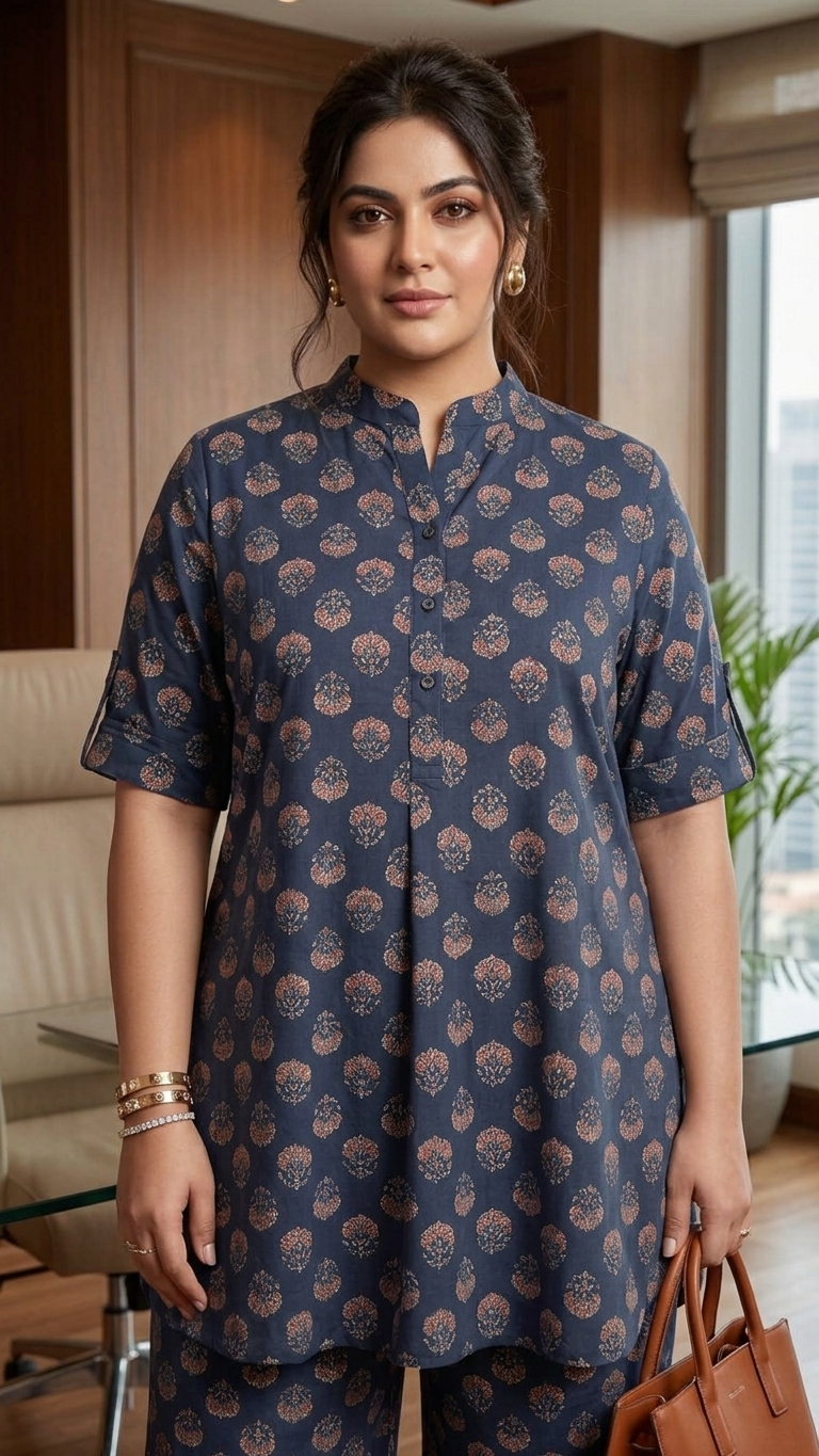 Blue Booti Print Cotton Co-Ord Set