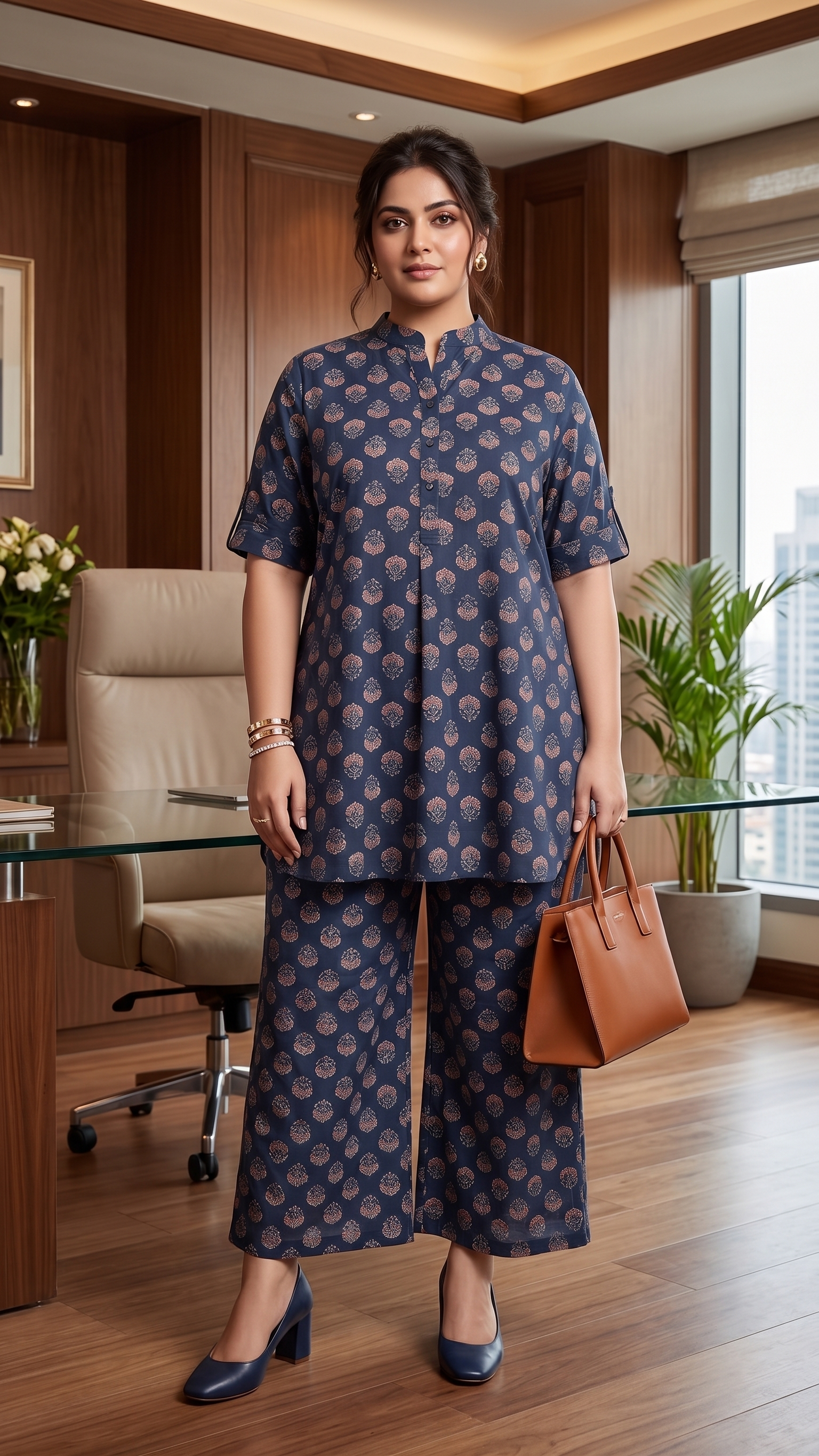 Blue Booti Print Cotton Co-Ord Set
