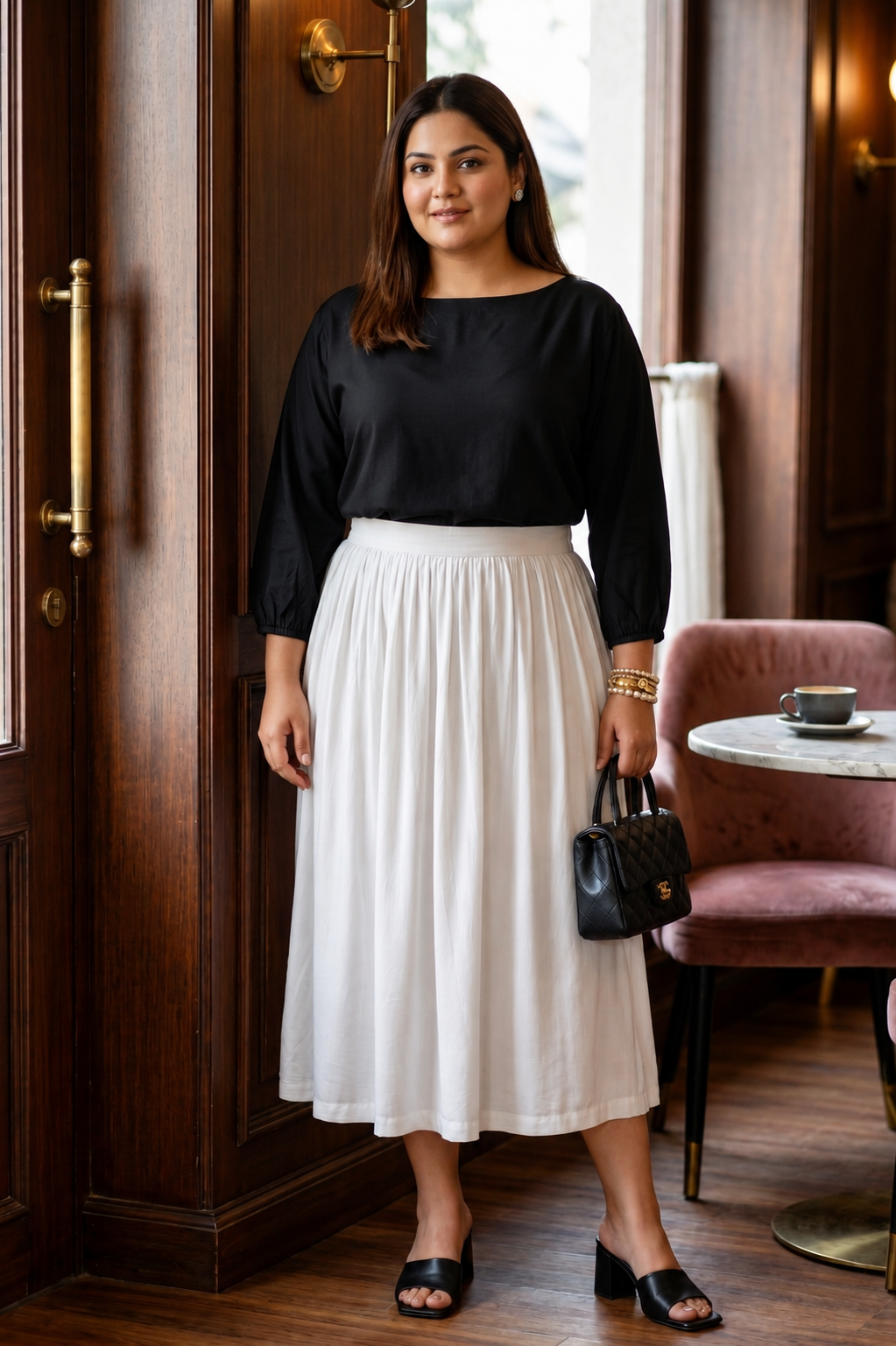 Snowfall Grace White Rayon Skirt For Women