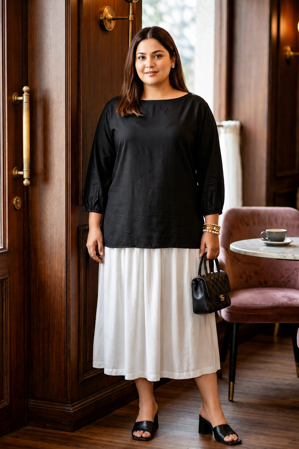 Classic Black Rayon Top for Women