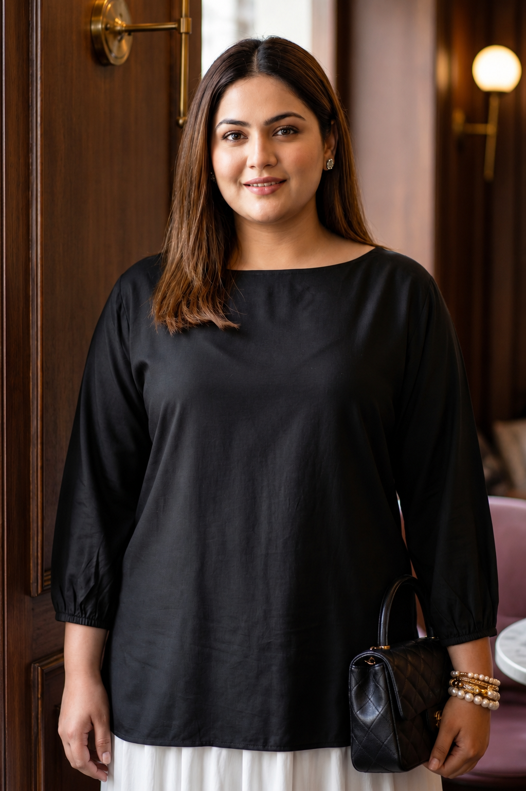 Classic Black Rayon Top for Women