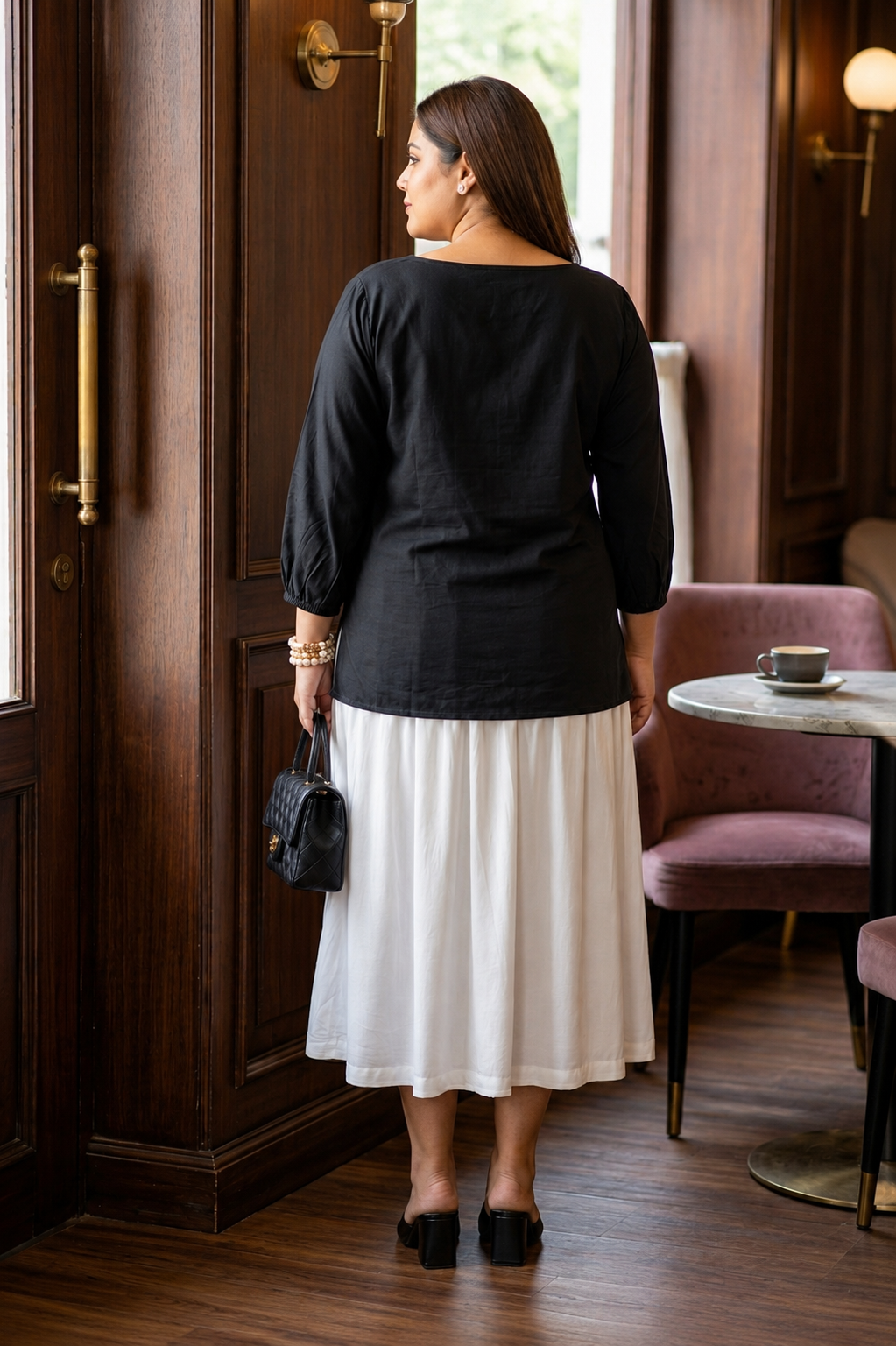 Classic Black Rayon Top for Women