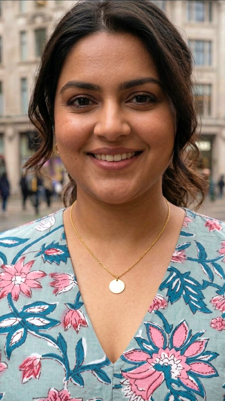 Plus Size Cotton Floral Midi Dress – V-Neck Button Down Casual Dress