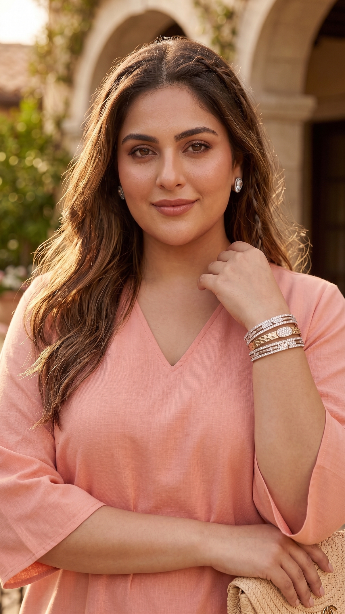 Coral Peach Linen Relaxed Fit Top