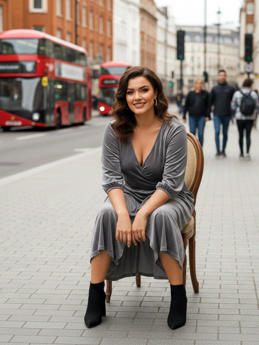 Cementia Velvet Wrap Flared Gown