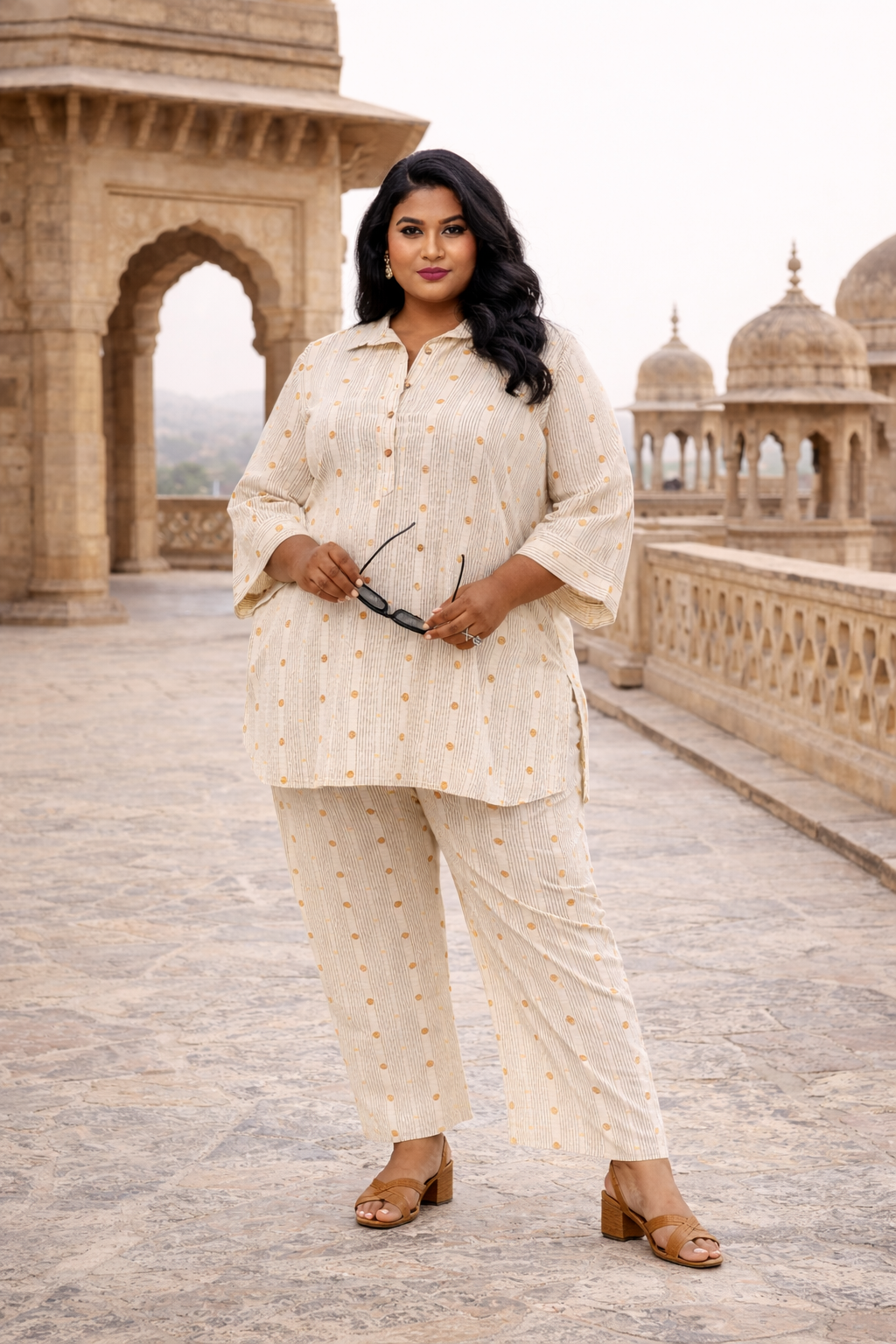 Off-white Striped Linen Co-ord Set