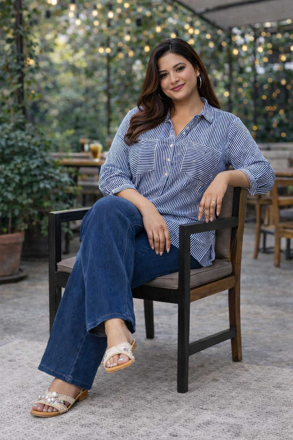 Electric Blue Striped Shirt for a Bold Office Look