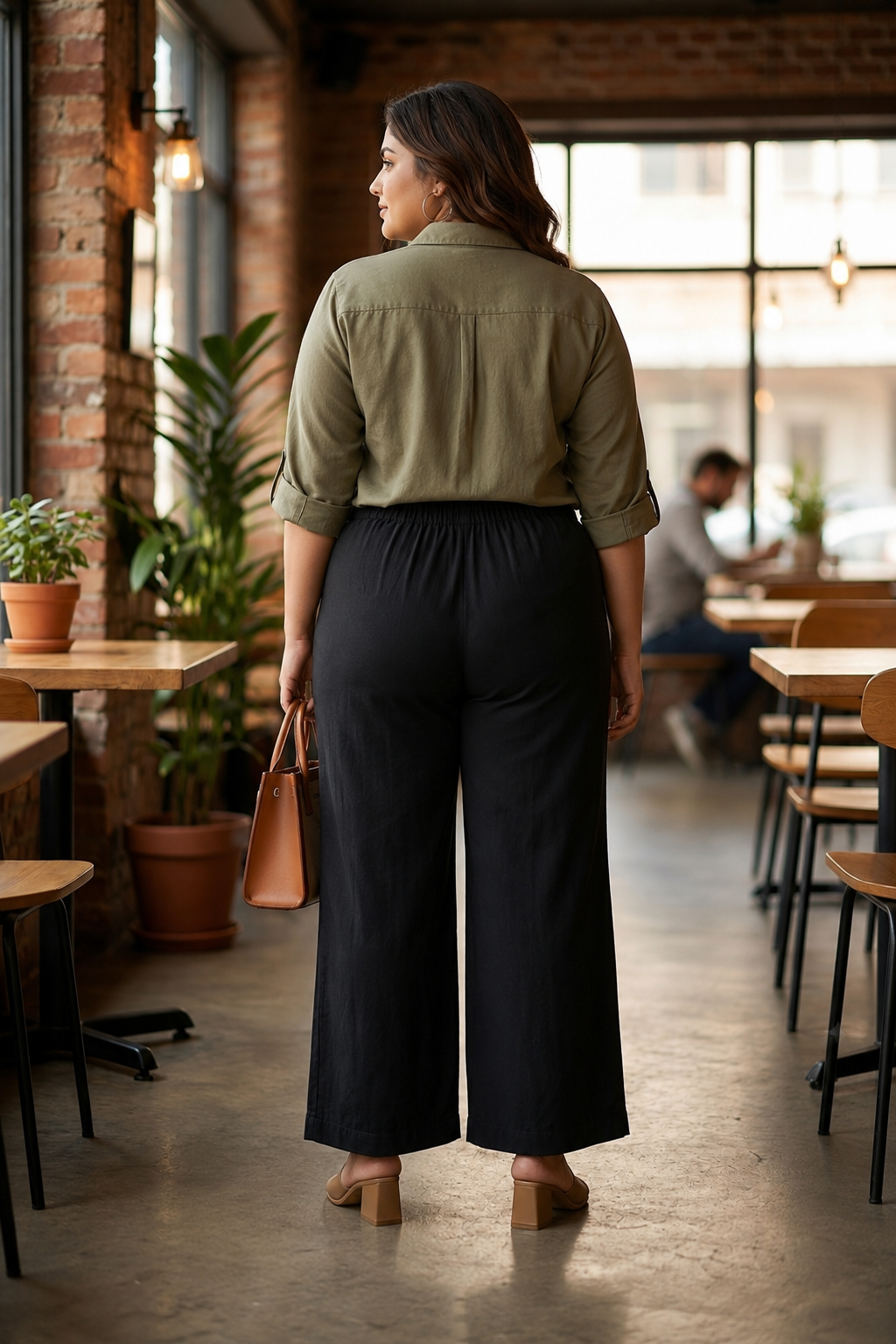 Classic Black Linen Relaxed-Fit Pants( Only Pant)