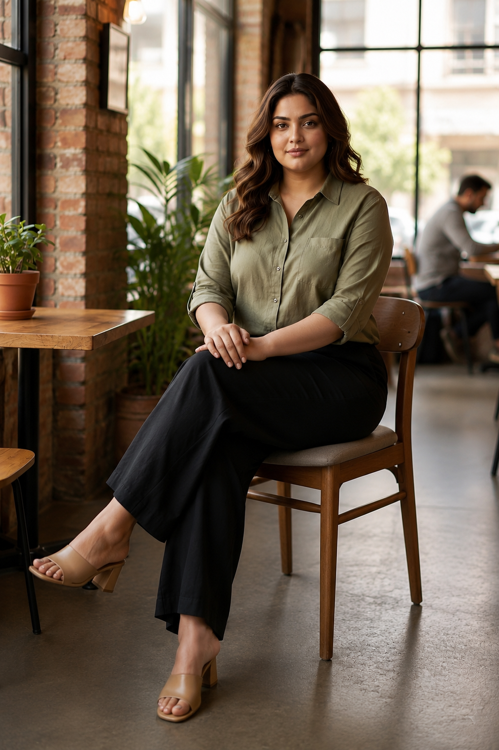Classic Black Linen Relaxed-Fit Pants( Only Pant)