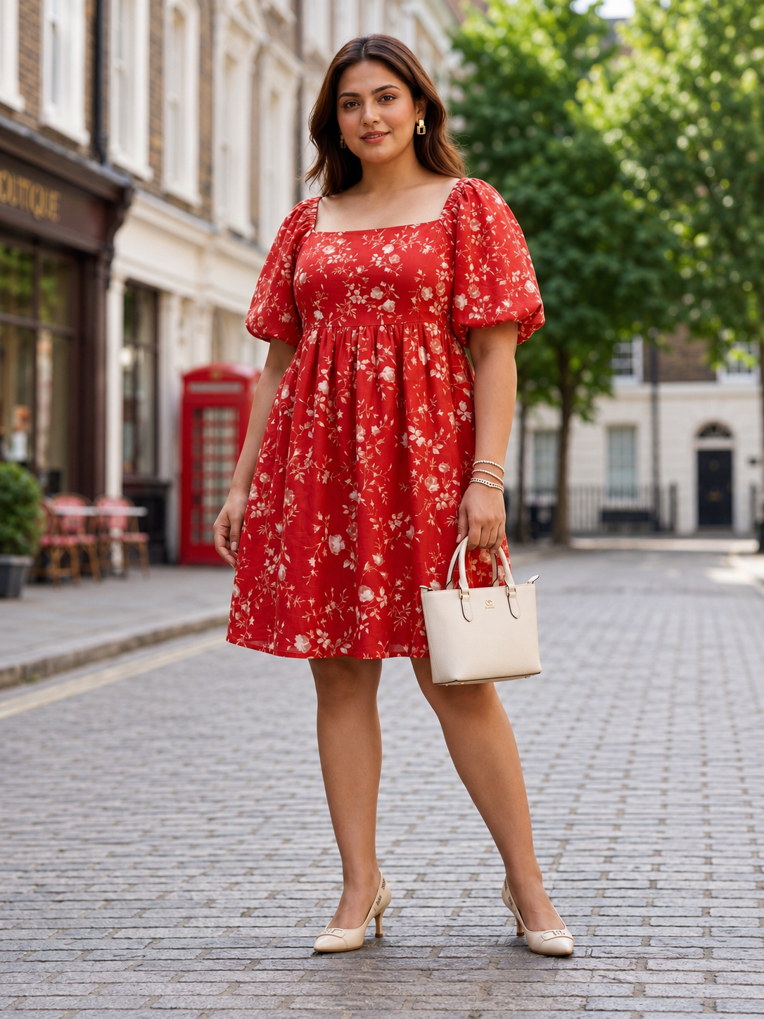 Scarlet Bloom Red Floral Cotton Dress