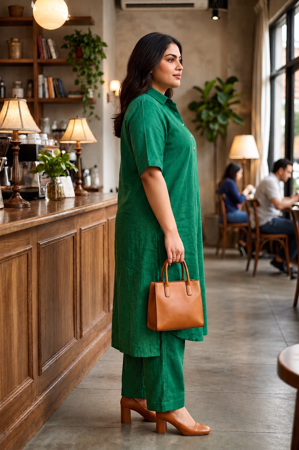 Emerald Ease Plus Size Linen Co-Ord Set