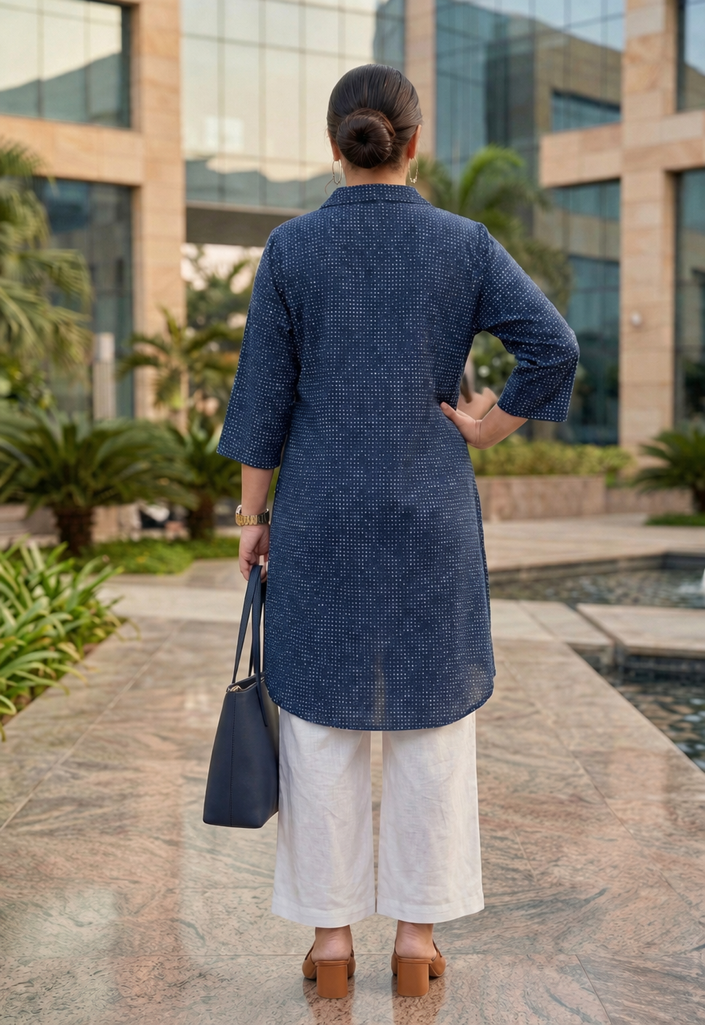 Dotted Indigo Shirt Top