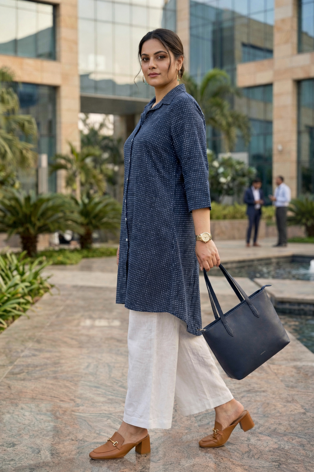 Dotted Indigo Shirt Top