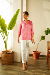 Sassy Pink Bandhani Shirt - Regular size