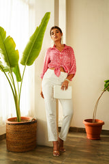 Sassy Pink Bandhani Shirt - Regular size