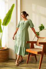 Dusty Green Tiered Shirt Dress- Regular Size
