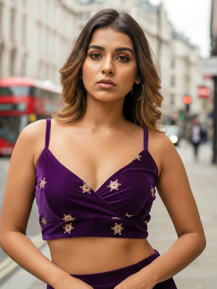 Regular Designer Purple Embroidered Blouse – Festive & Wedding Wear