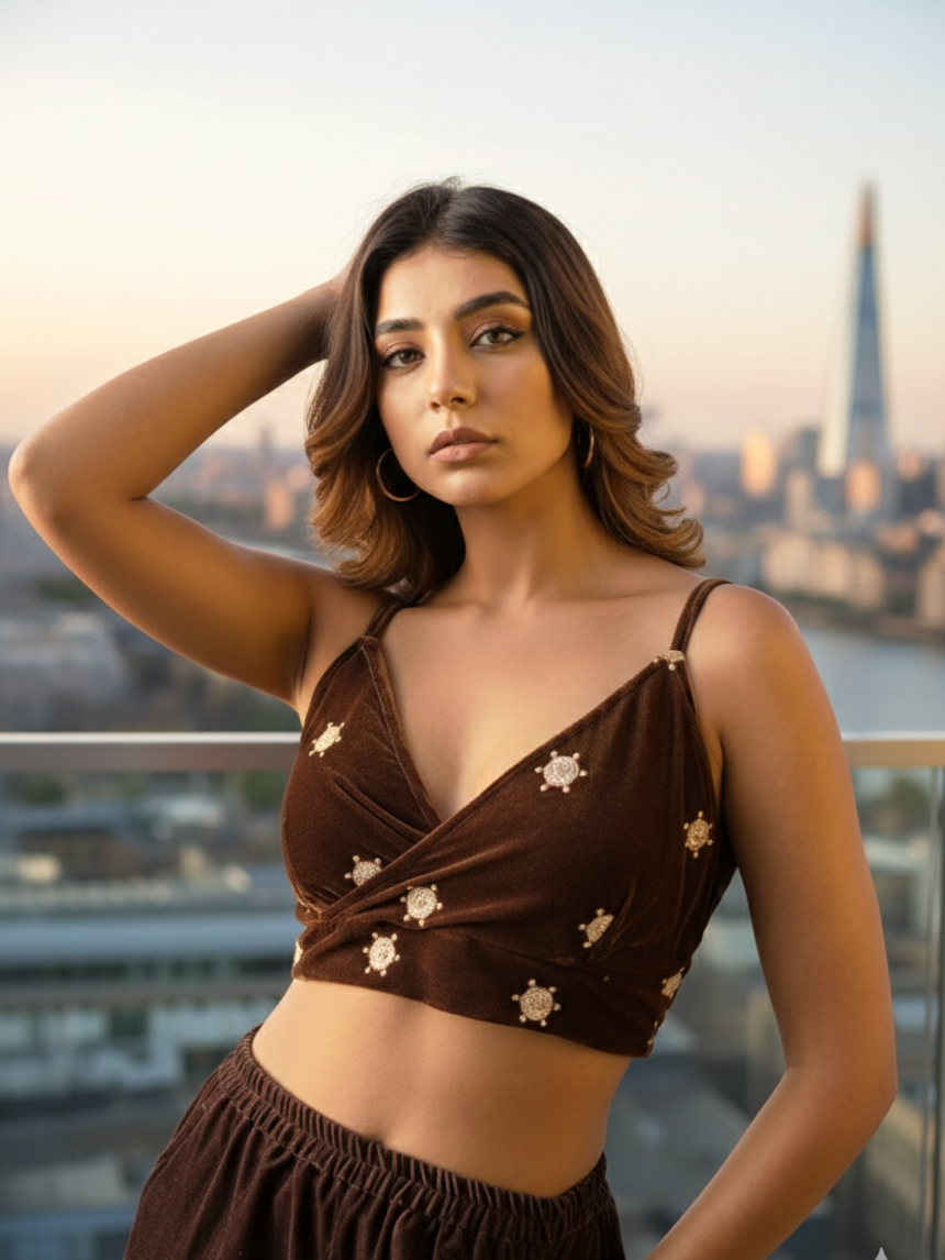 Brown Velvet Gold Bralet
