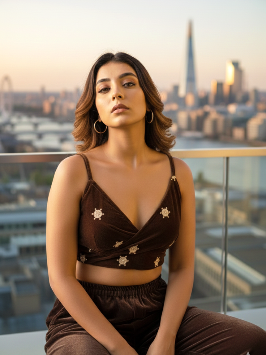 Brown Velvet Gold Bralet