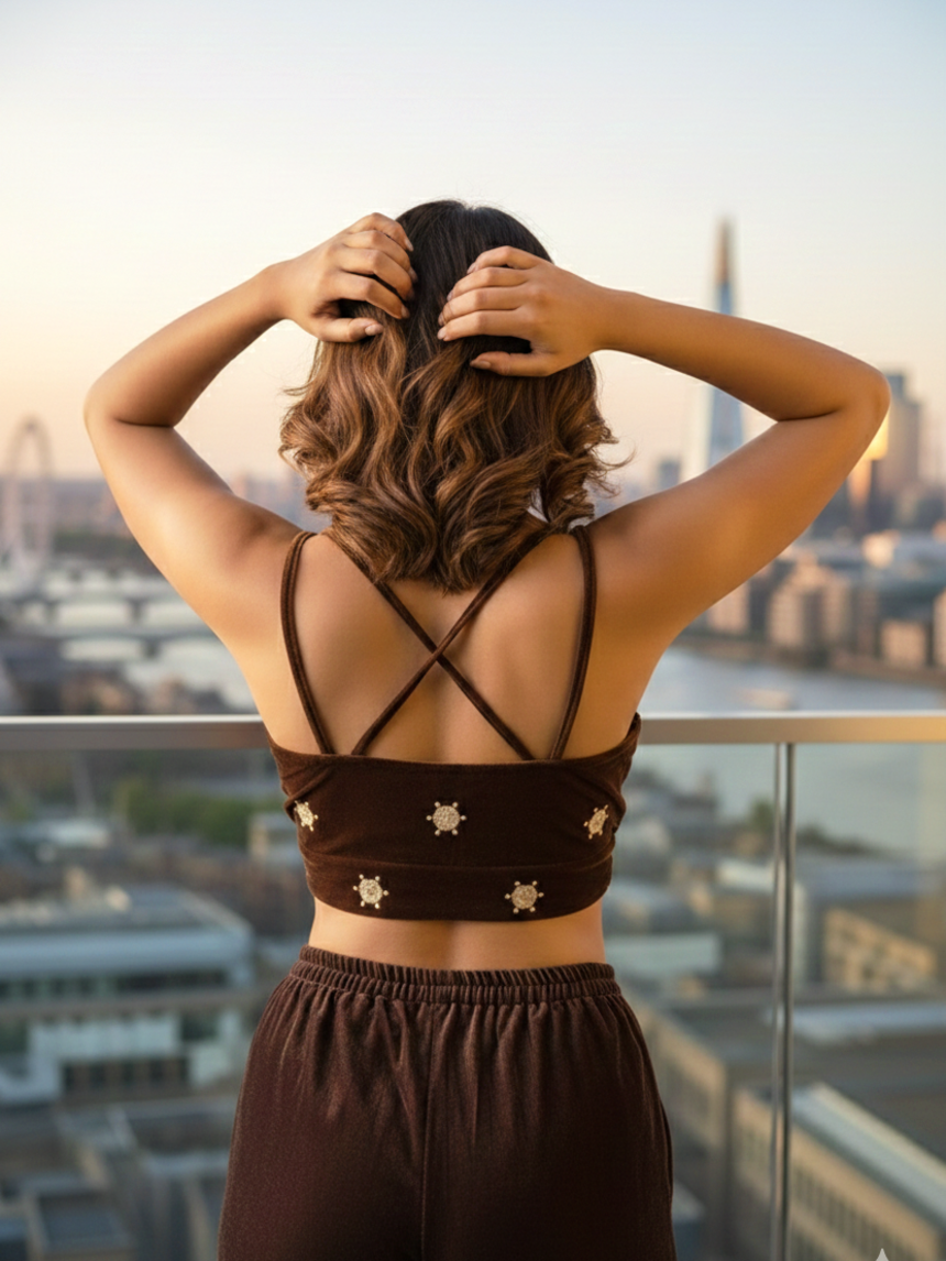 Designer Brown Embroidered Blouse – Festive & Wedding Wear