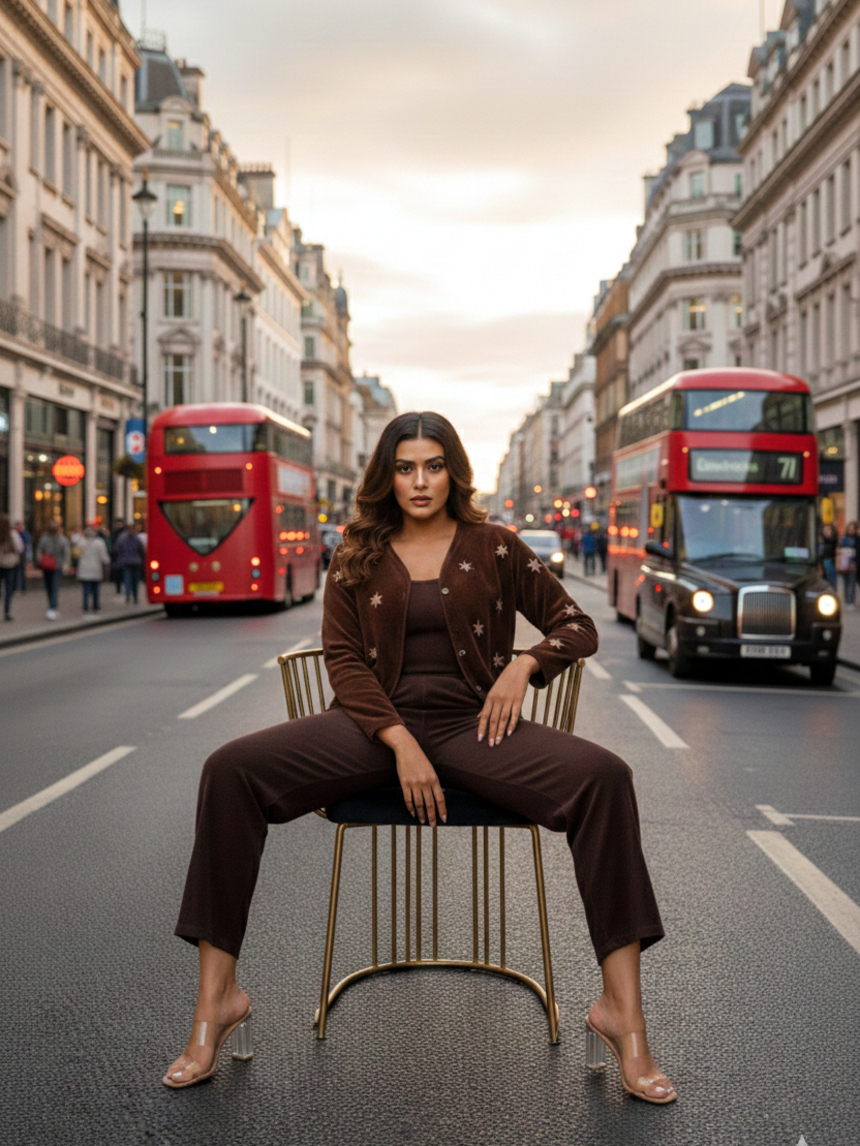 Brown Embroidered Velvet Jacket