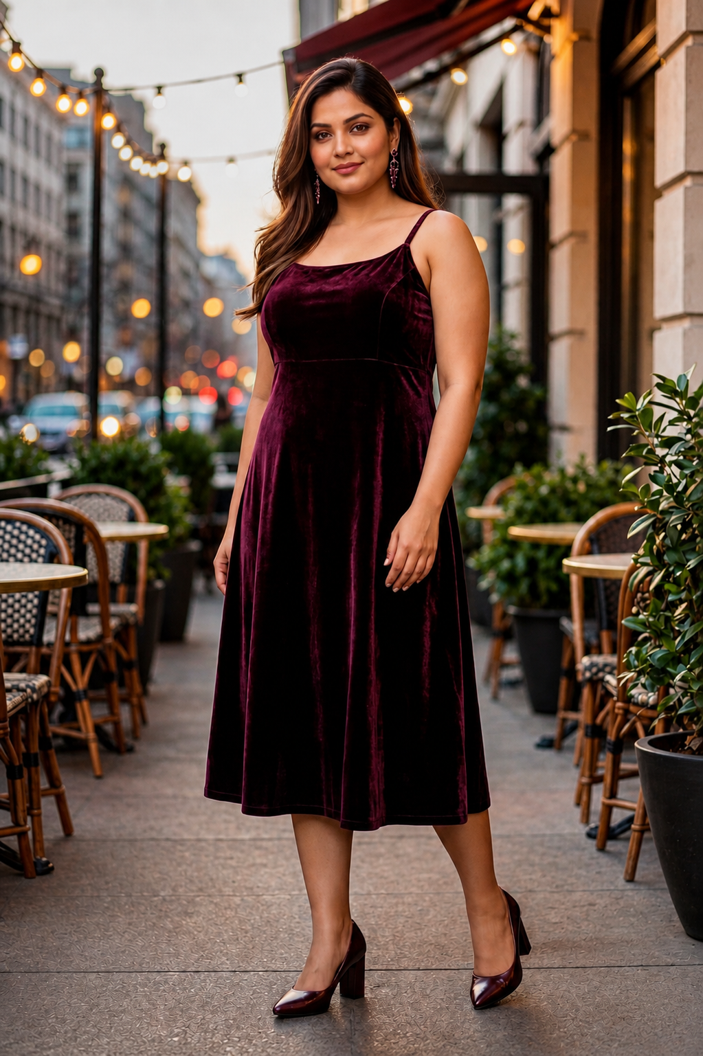 Wine Velvet Midi Dress