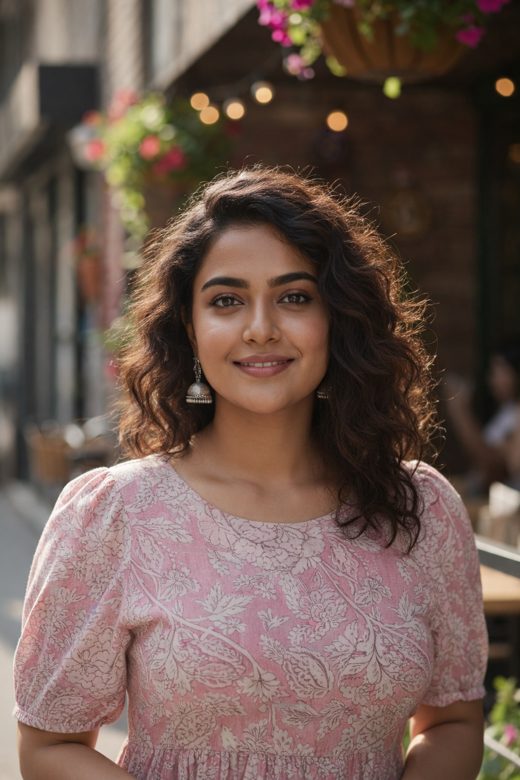 Pink Floral Cotton Gathered Maxi Dress