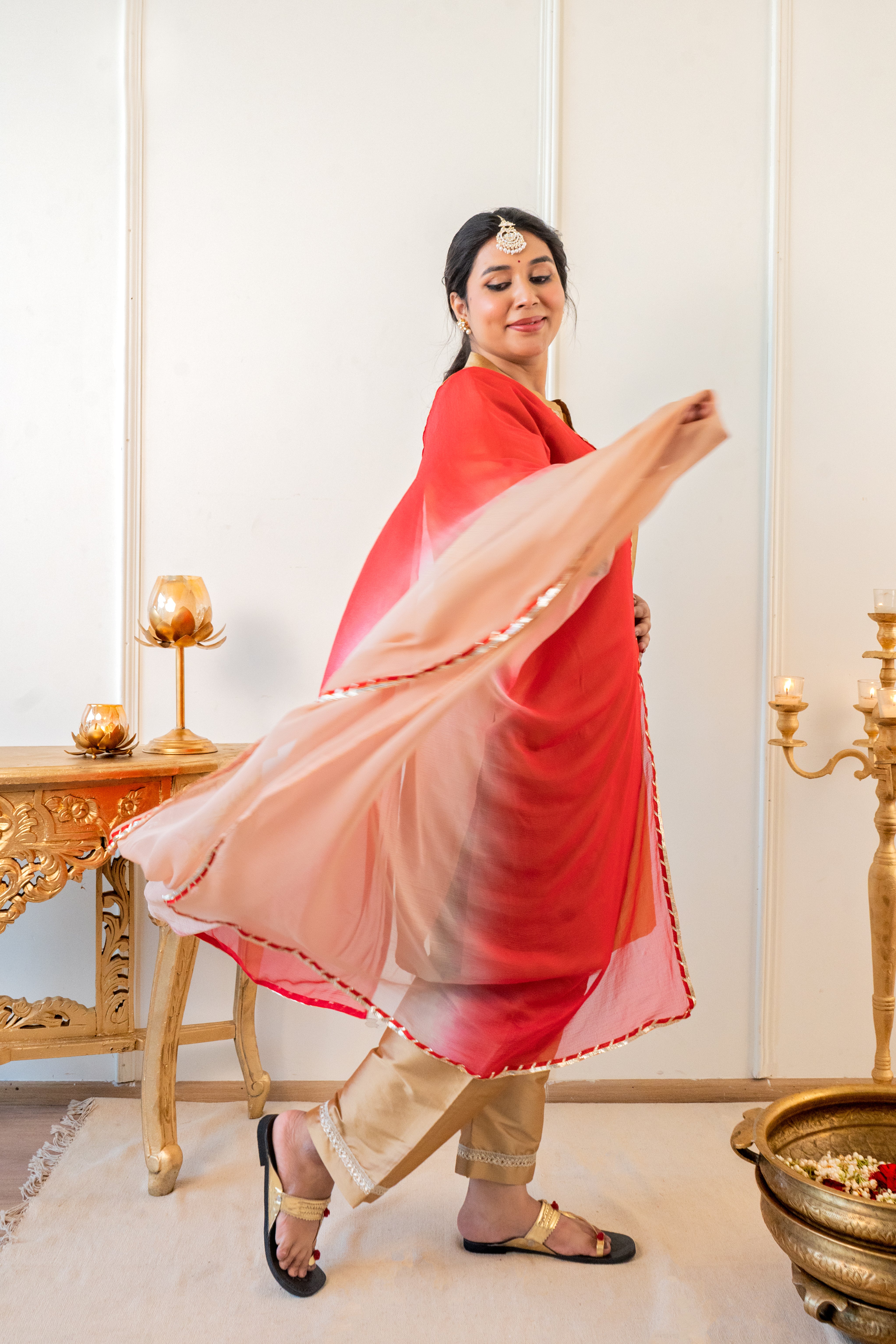 Champagne Gold Taffeta Kurta Set