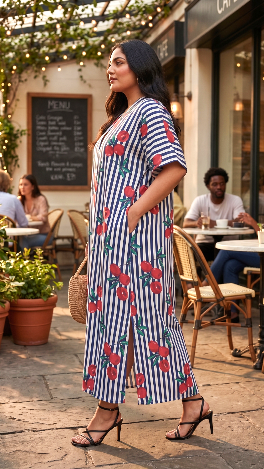 women kaftan dress Plus Size Striped Kaftan Dress for Women – Printed Relaxed Fit Maxi Dress