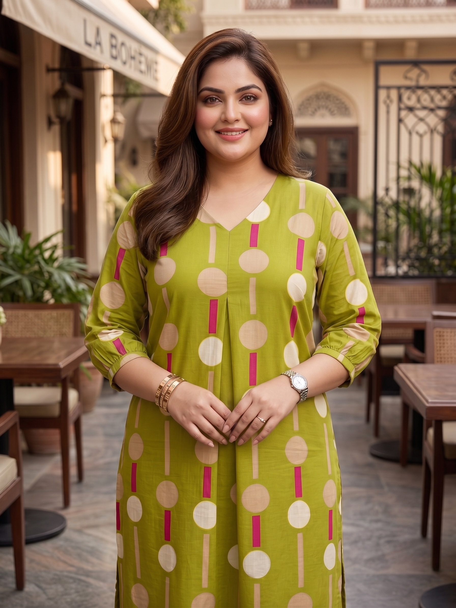 Plus Size Olive Green Cotton Printed Co-ord Set for Women