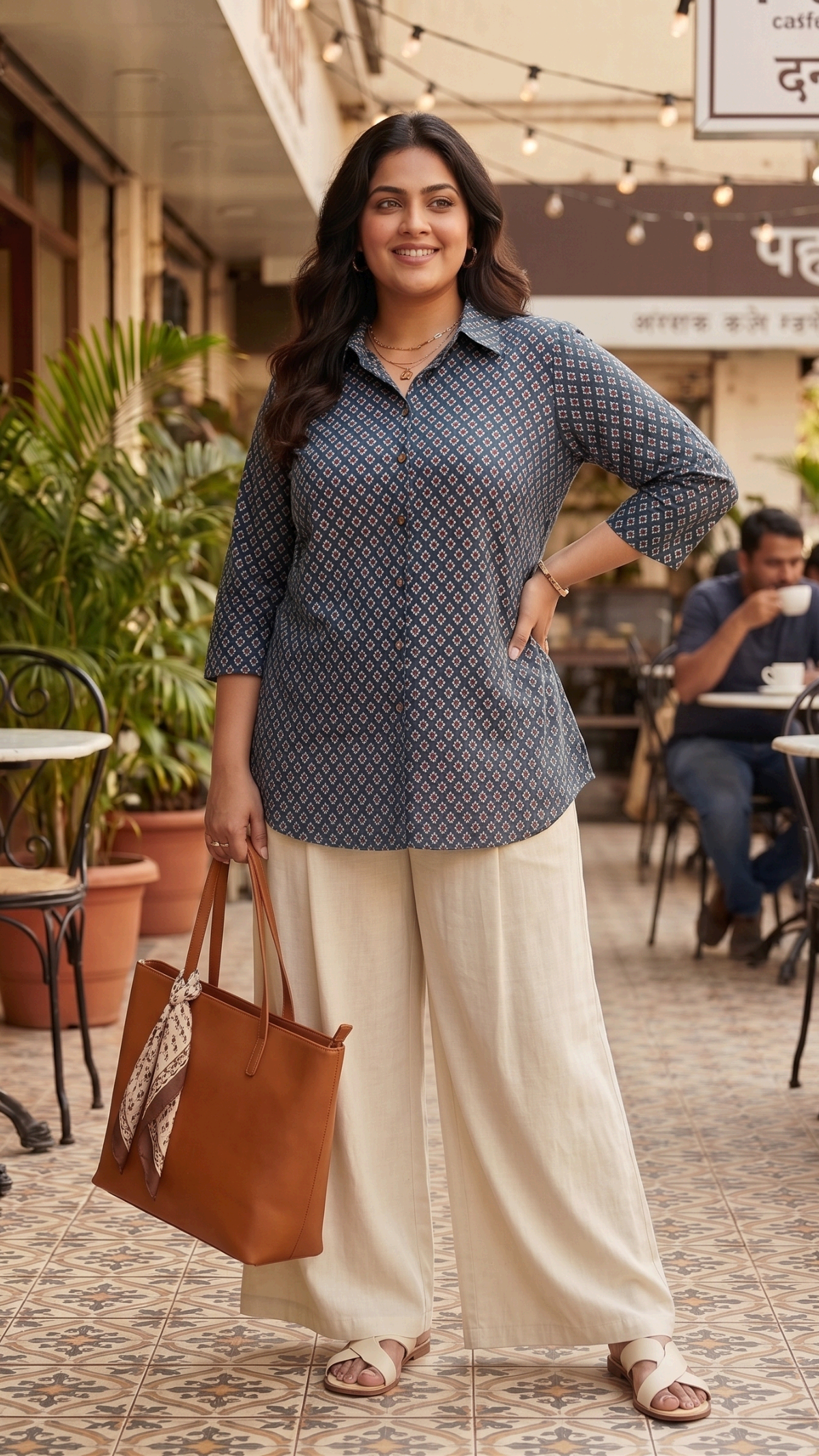Plus Size Cotton Printed Shirt for Women | Relaxed Fit Casual Shirt