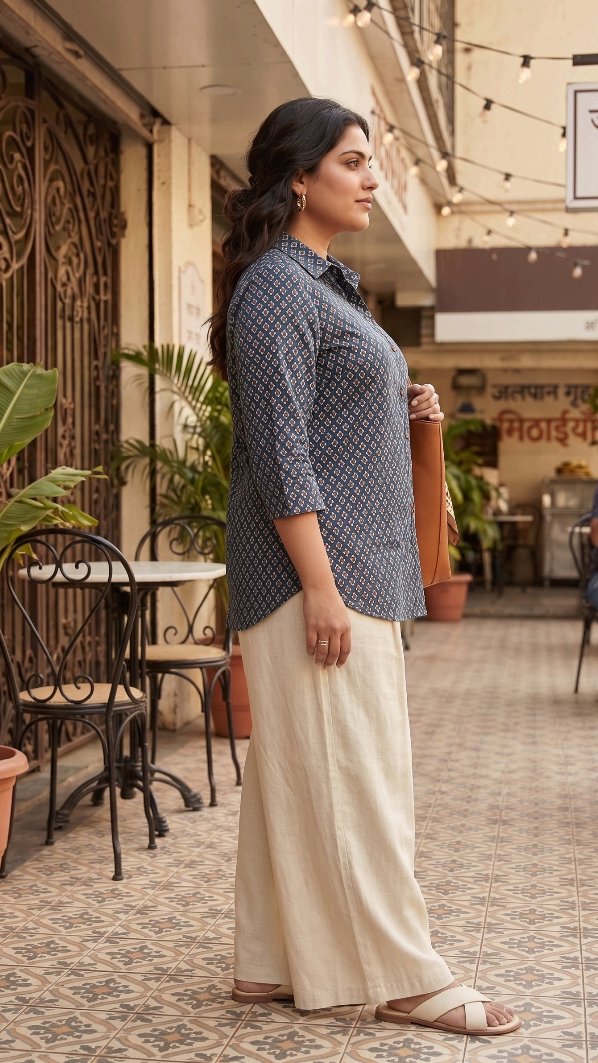 Plus Size Cotton Printed Shirt for Women | Relaxed Fit Casual Shirt